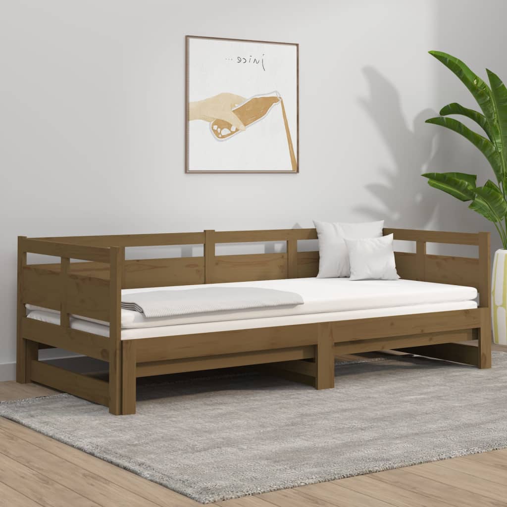 Pull-out Day Bed without Mattress Honey Brown 2x(90x190) cm