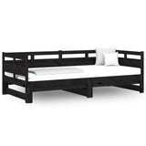 Pull-out Day Bed without Mattress Black 2x(90x190) cm - Front View