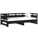 Pull-out Day Bed without Mattress Black 2x(90x190) cm - Side View