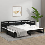 Pull-out Day Bed without Mattress Black 2x(90x190) cm - Top-Down View