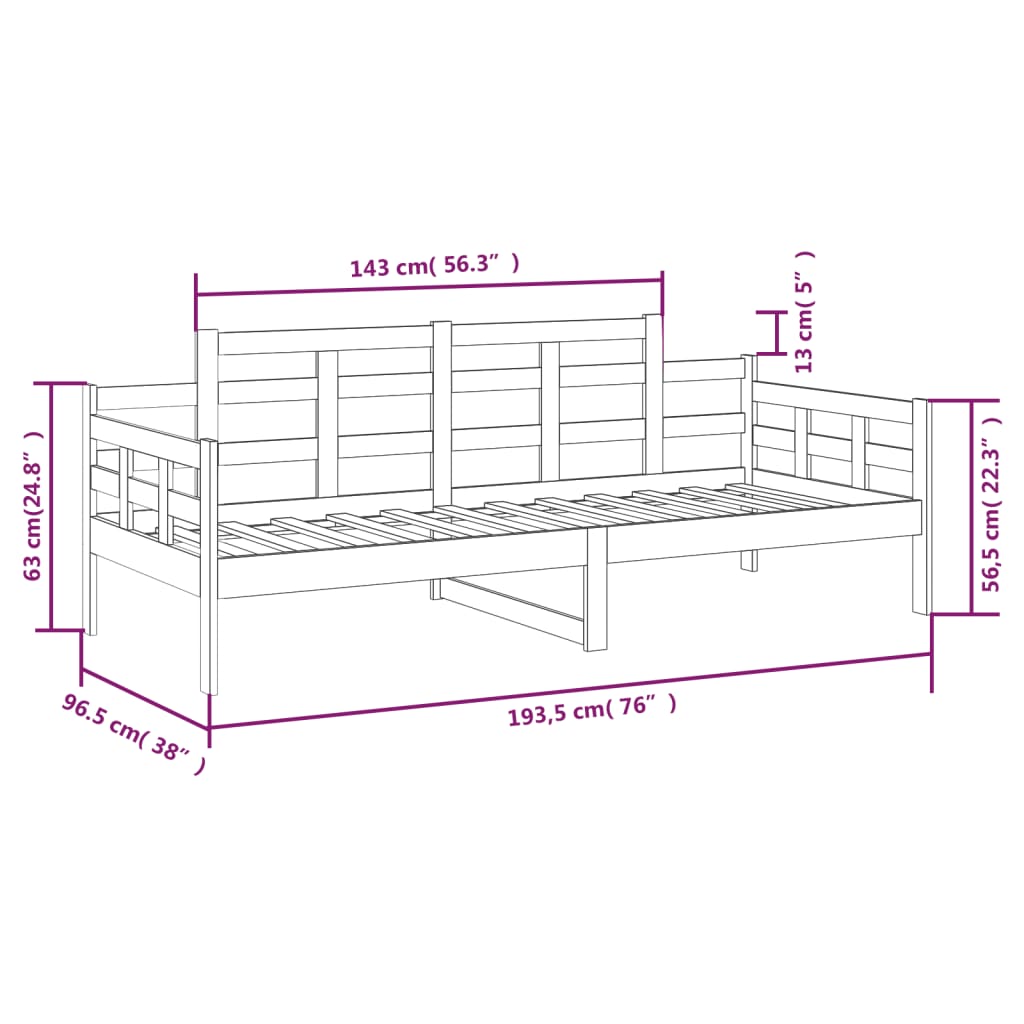 Day Bed without Mattress Solid Wood Pine 90x190 cm