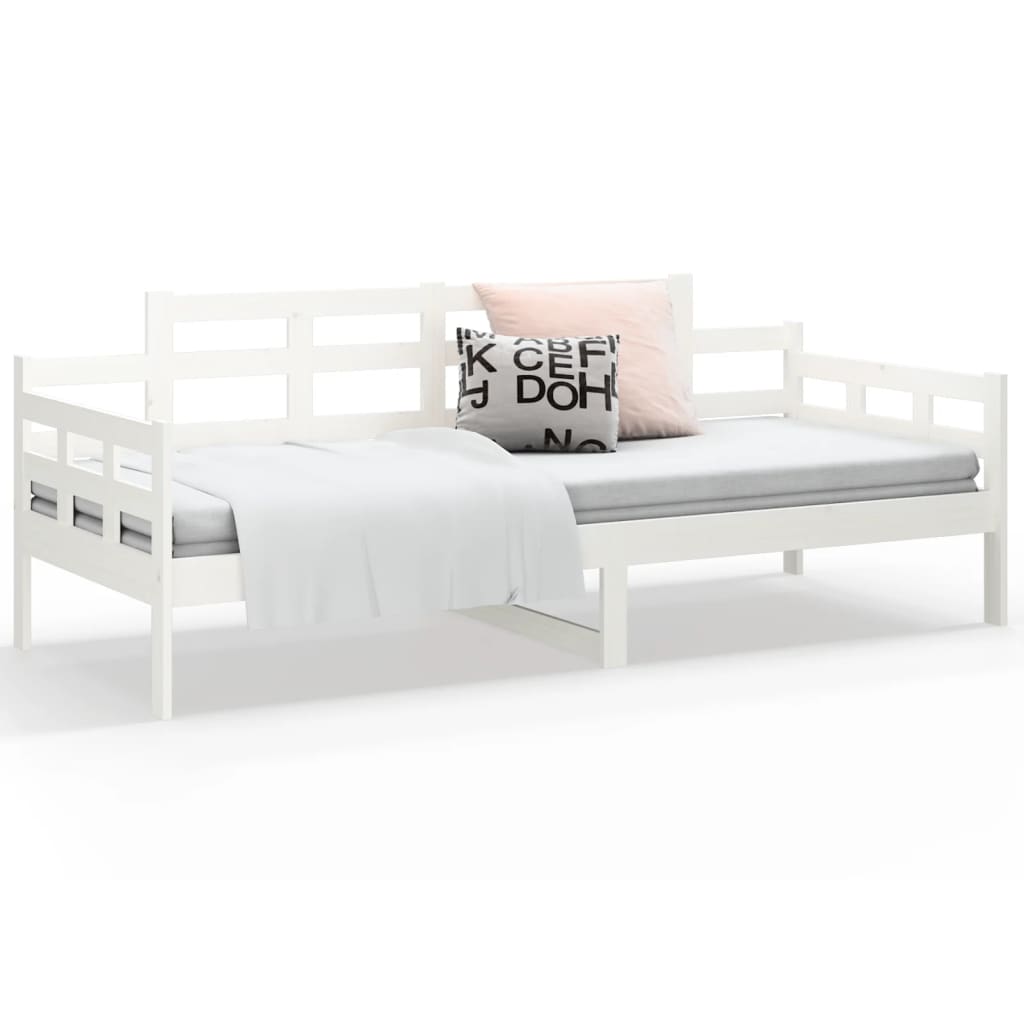 Day Bed without Mattress White Solid Wood Pine 90x190 cm