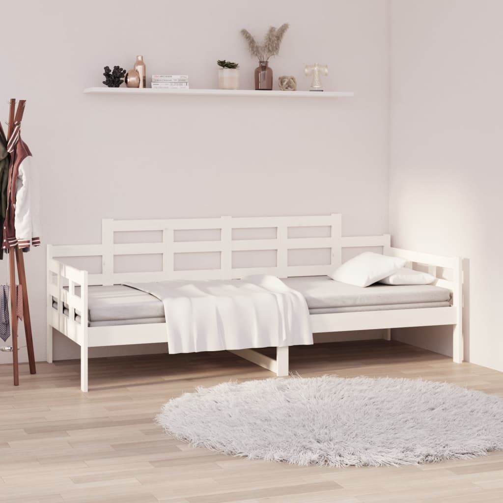 Day Bed without Mattress White Solid Wood Pine 90x190 cm