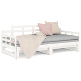 Pull-out Day Bed without Mattress White 2x(90x190) cm - 45-Degree Angle