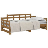 Pull-out Day Bed without Mattress Honey Brown 2x(90x190) cm - Side View