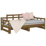 Pull-out Day Bed without Mattress Honey Brown 2x(90x190) cm - Rear View