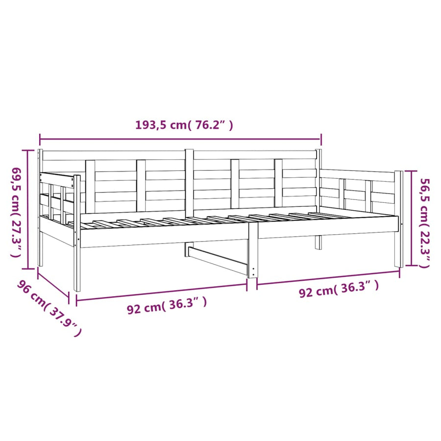 Day Bed without Mattress Solid Wood Pine 90x190 cm