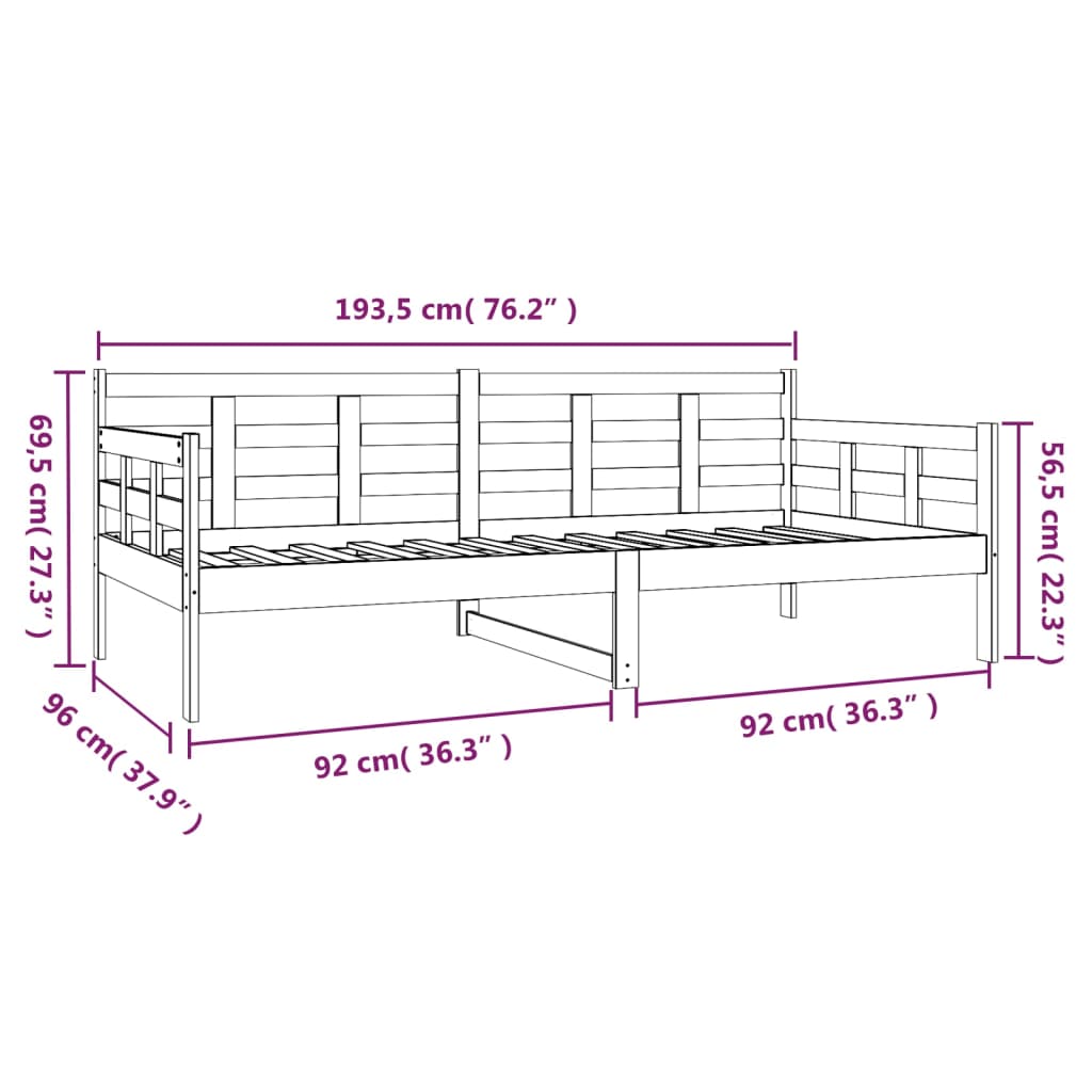 Day Bed without Mattress Honey Brown Solid Wood Pine 90x190 cm