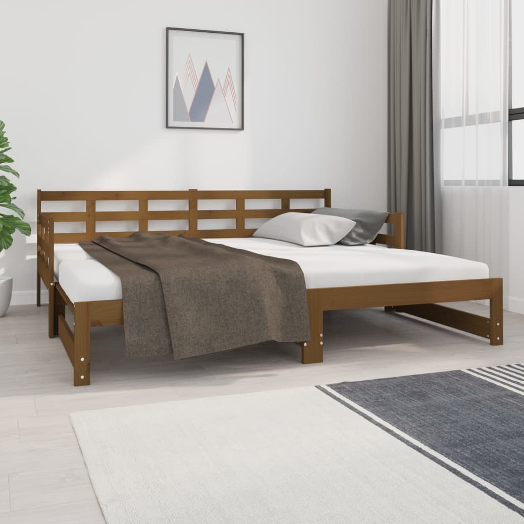 Pull-out Day Bed without Mattress Honey Brown 2x(90x190) cm