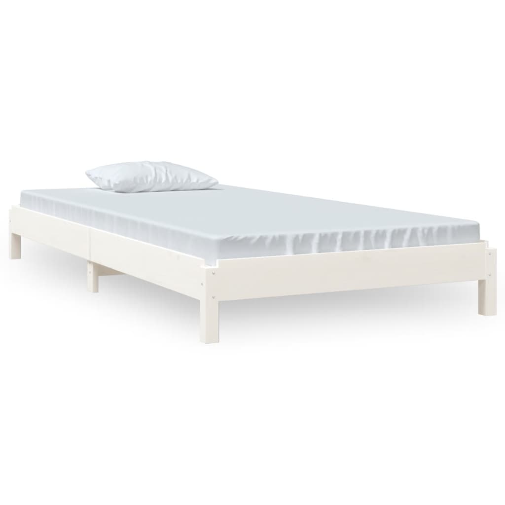 Stack Bed without Mattress White 90x190 cm Solid Wood Pine