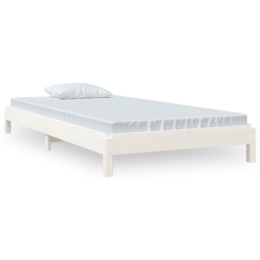 Stack Bed without Mattress White 90x190 cm Solid Wood Pine