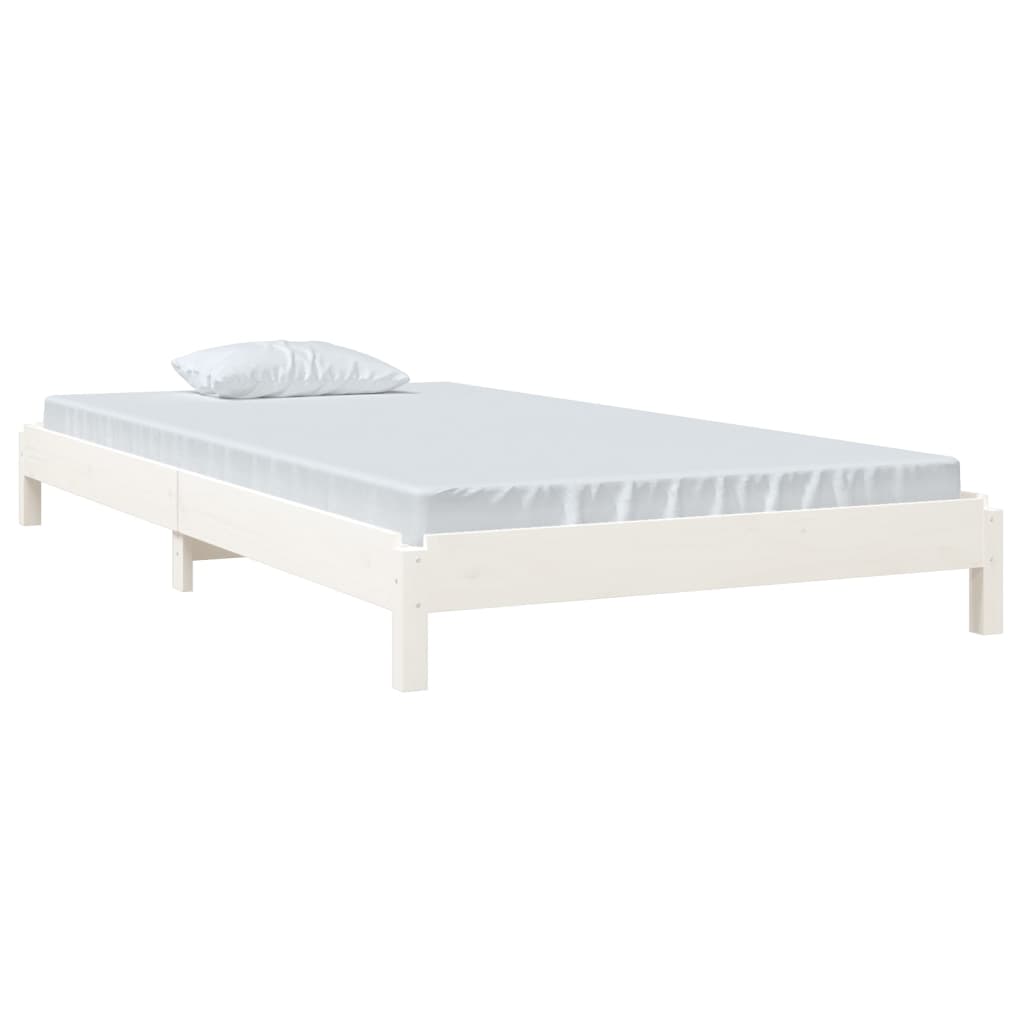 Stack Bed without Mattress White 90x190 cm Solid Wood Pine