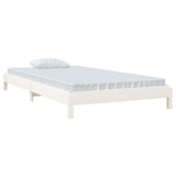 Stack Bed without Mattress White 90x190 cm Solid Wood Pine - Side View