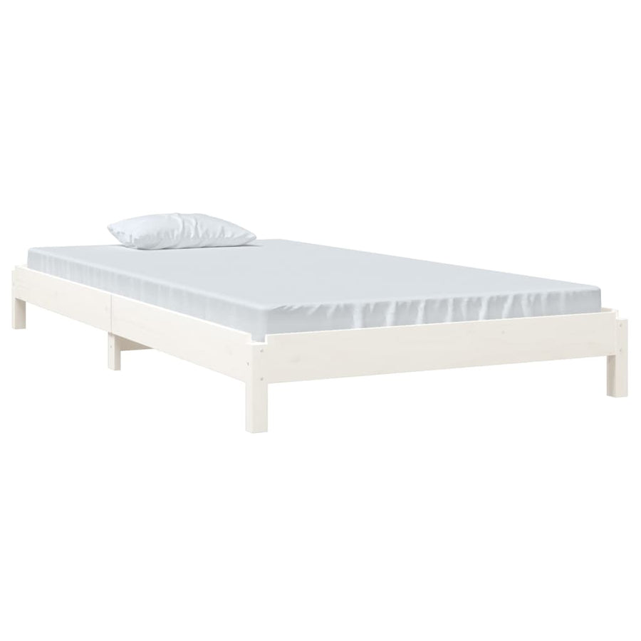 Stack Bed without Mattress White 90x190 cm Solid Wood Pine