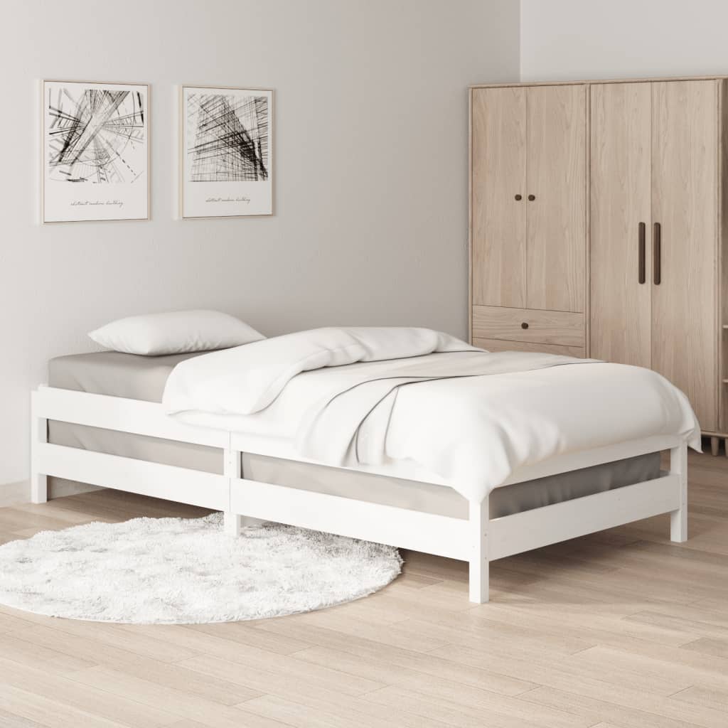 Stack Bed without Mattress White 90x190 cm Solid Wood Pine