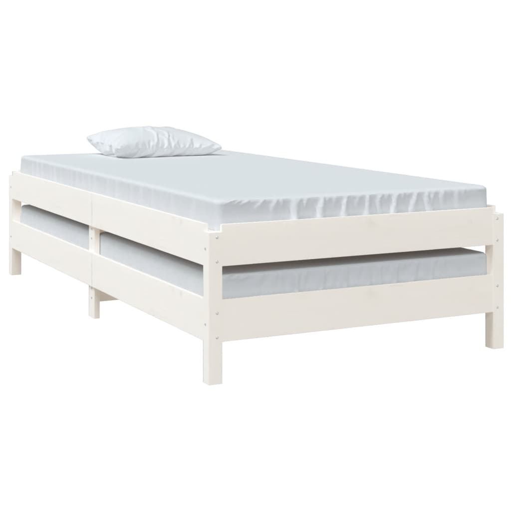 Stack Bed without Mattress White 90x190 cm Solid Wood Pine