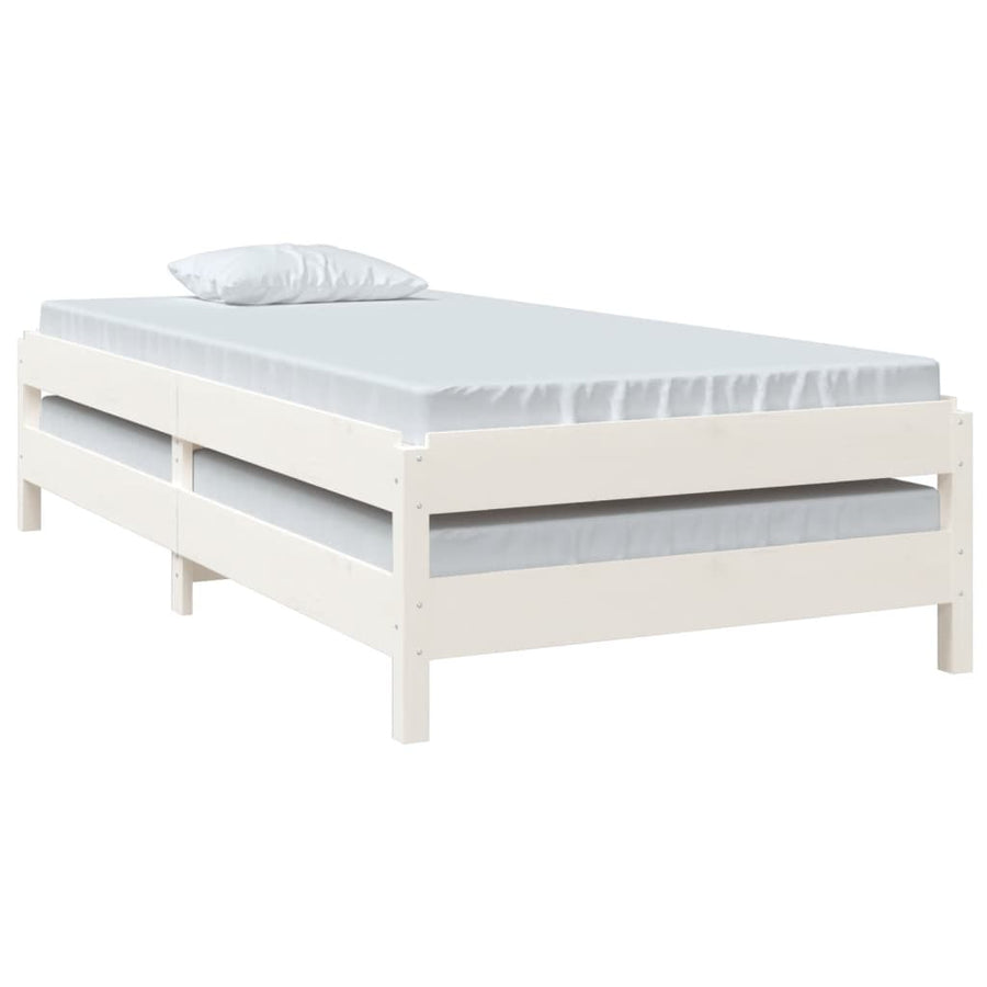 Stack Bed without Mattress White 90x190 cm Solid Wood Pine