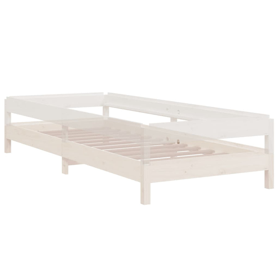 Stack Bed without Mattress White 90x190 cm Solid Wood Pine