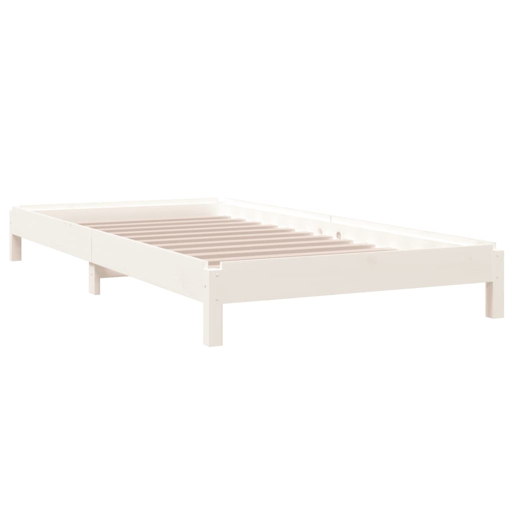 Stack Bed without Mattress White 90x190 cm Solid Wood Pine