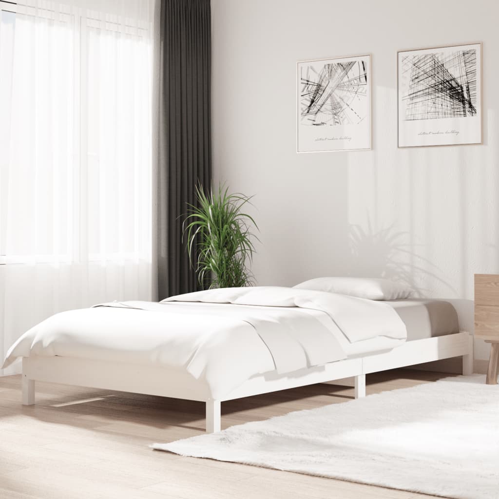 Stack Bed without Mattress White 90x190 cm Solid Wood Pine