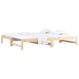 Pull-out Day Bed without Mattress 2x(90x190) cm Solid Wood Pine - Side View