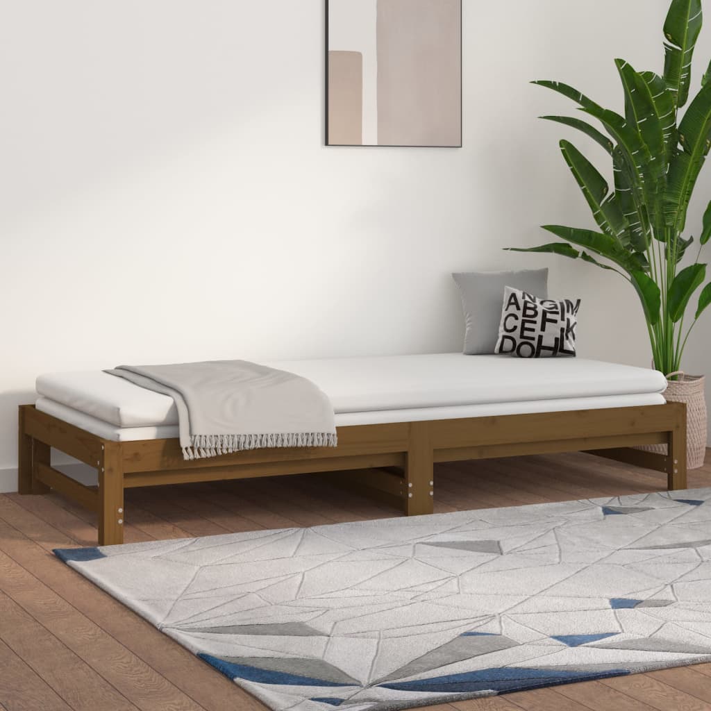 Pull-out Day Bed without Mattress Honey Brown 2x(90x190) cm