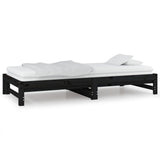 Pull-out Day Bed without Mattress Black 2x(90x190) cm - Rear View