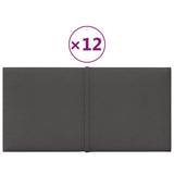 Wall Panels 12 pcs Dark Grey 30x15 cm Fabric 0.54 m² - Front View