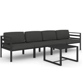 5 Piece Garden Lounge Set with Cushions Aluminium Anthracite - Front View