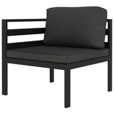 5 Piece Garden Lounge Set with Cushions Aluminium Anthracite - Side View