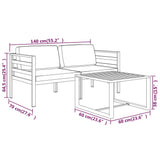 3 Piece Garden Lounge Set with Cushions Aluminium Anthracite - Close-Up Angle