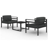 3 Piece Garden Lounge Set with Cushions Aluminium Anthracite - Front View