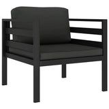 3 Piece Garden Lounge Set with Cushions Aluminium Anthracite - Side View
