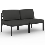 2-Seater Garden Sofa with Cushions Aluminium Anthracite - Front View