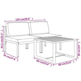3 Piece Garden Lounge Set with Cushions Aluminium Anthracite - Close-Up Angle
