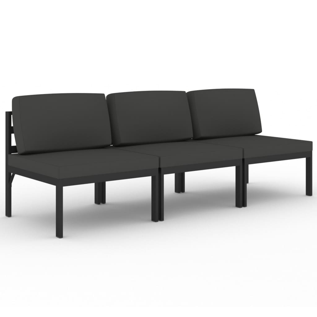 3-Seater Garden Sofa with Cushions Aluminium Anthracite