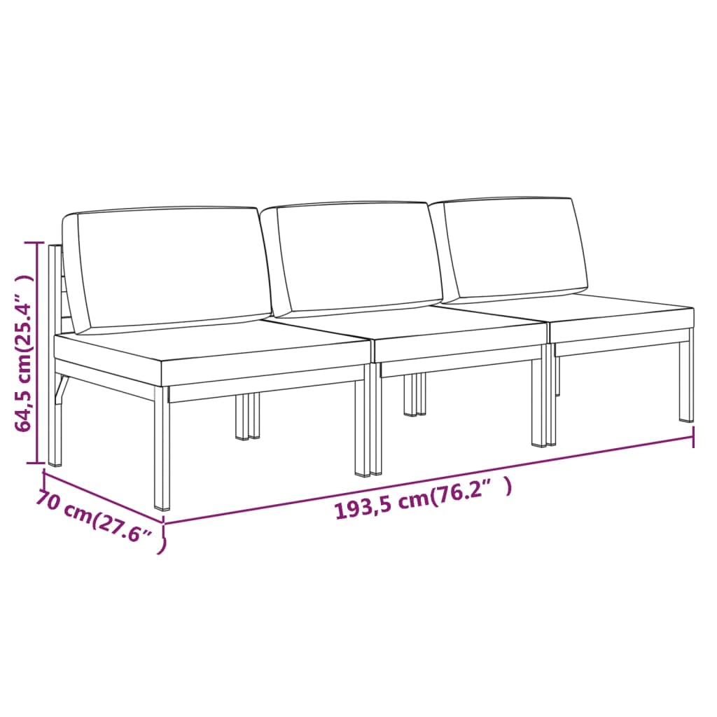 3-Seater Garden Sofa with Cushions Aluminium Anthracite