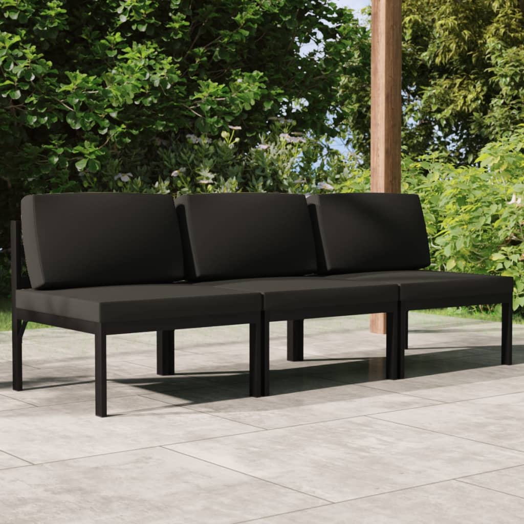 3-Seater Garden Sofa with Cushions Aluminium Anthracite