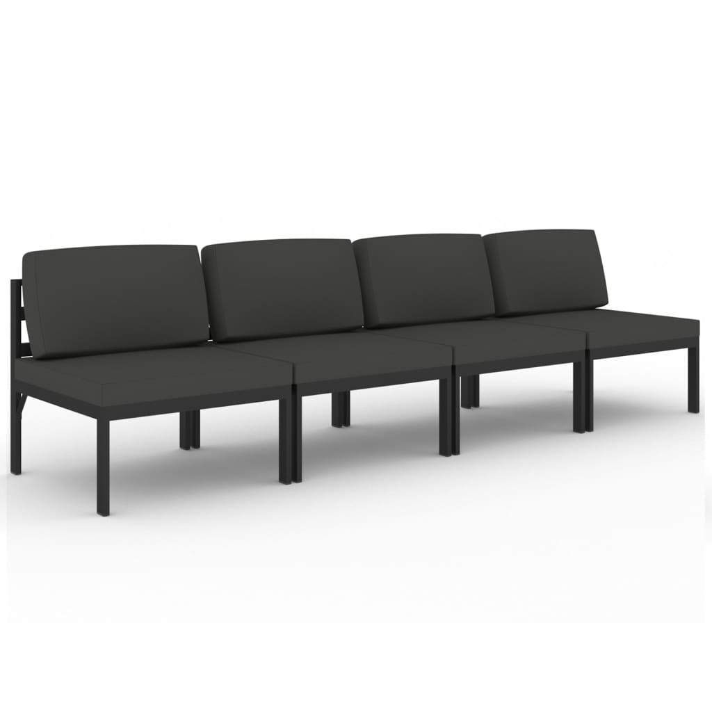 4-Seater Garden Sofa with Cushions Aluminium Anthracite