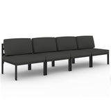 4-Seater Garden Sofa with Cushions Aluminium Anthracite - Front View