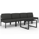 5 Piece Garden Lounge Set with Cushions Aluminium Anthracite - Front View