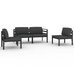4 Piece Garden Lounge Set with Cushions Aluminium Anthracite