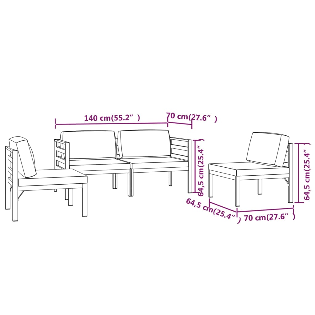 4 Piece Garden Lounge Set with Cushions Aluminium Anthracite
