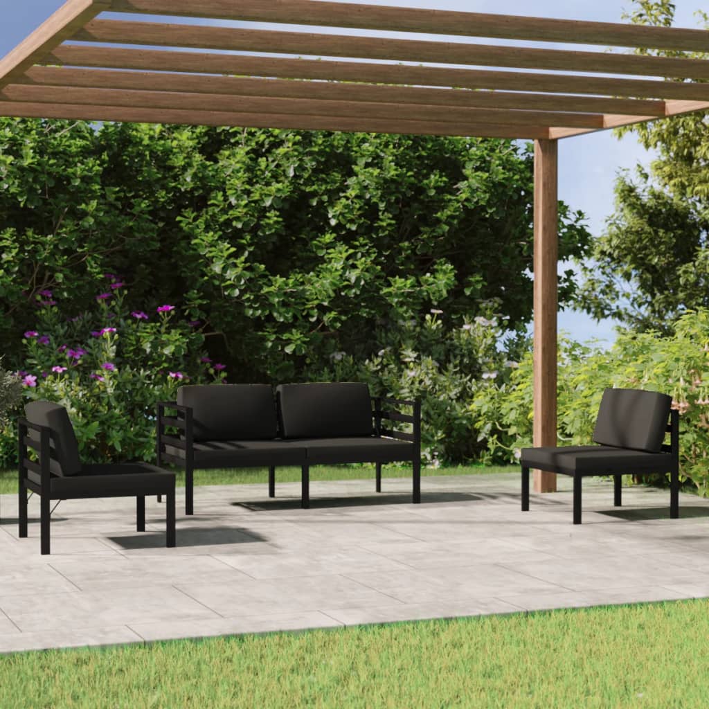 4 Piece Garden Lounge Set with Cushions Aluminium Anthracite