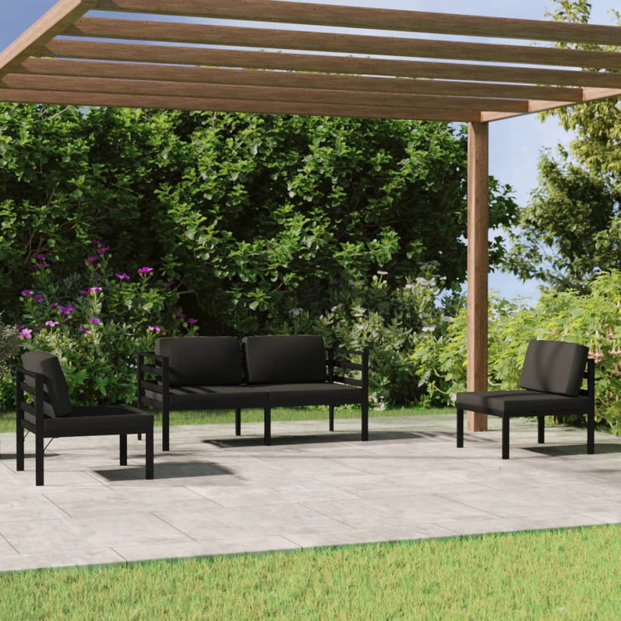 4 Piece Garden Lounge Set with Cushions Aluminium Anthracite