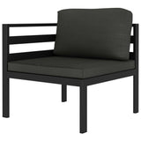 5 Piece Garden Lounge Set with Cushions Aluminium Anthracite - Close-Up Angle