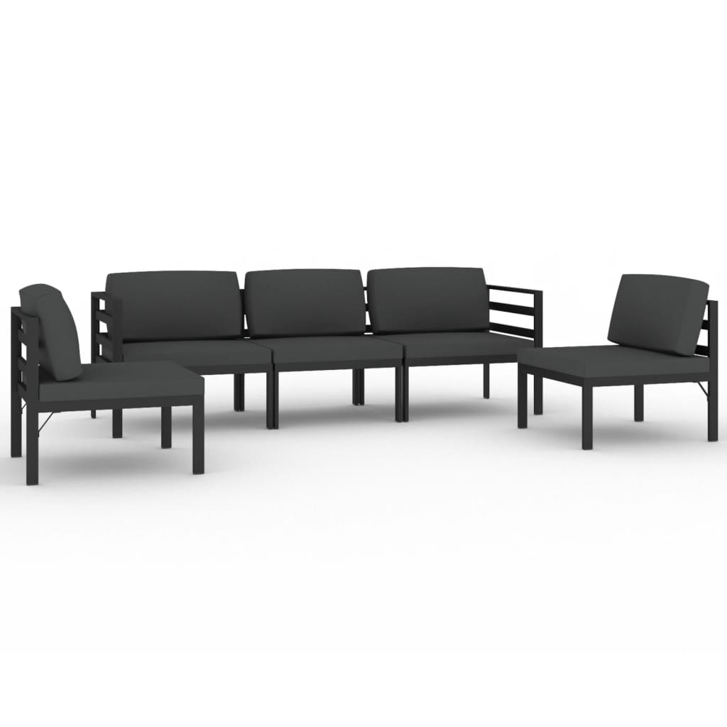 5 Piece Garden Lounge Set with Cushions Aluminium Anthracite