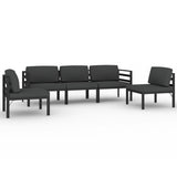 5 Piece Garden Lounge Set with Cushions Aluminium Anthracite - Front View
