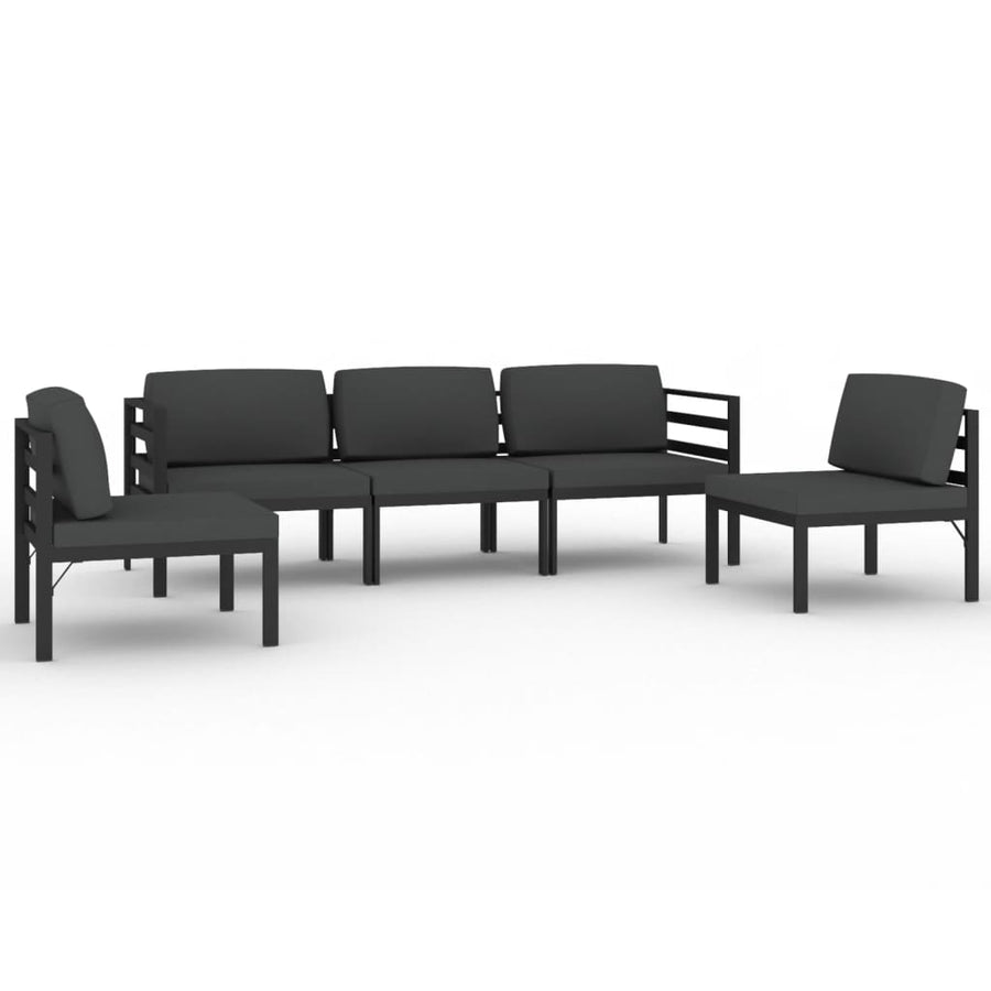 5 Piece Garden Lounge Set with Cushions Aluminium Anthracite