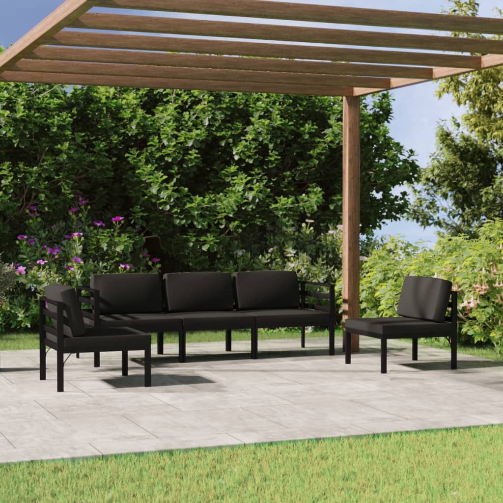 5 Piece Garden Lounge Set with Cushions Aluminium Anthracite